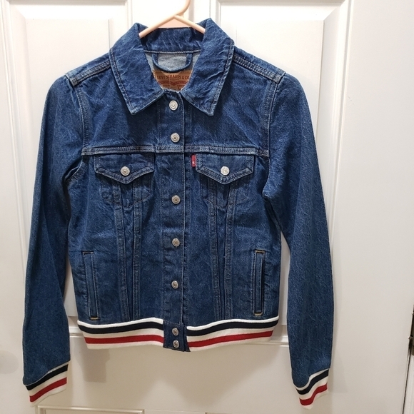 Levi's Y2K Denim Jean Jacket Womens Size XS Red White Blue Trim New 100% Cotton - Picture 11 of 11